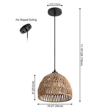 Campana 20" Bohemian Modern Woven Rattan/Iron LED Pendant